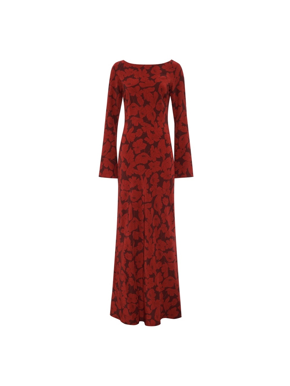 Rumored Red Floral Boatneck Long-Sleeve Maxi Dress